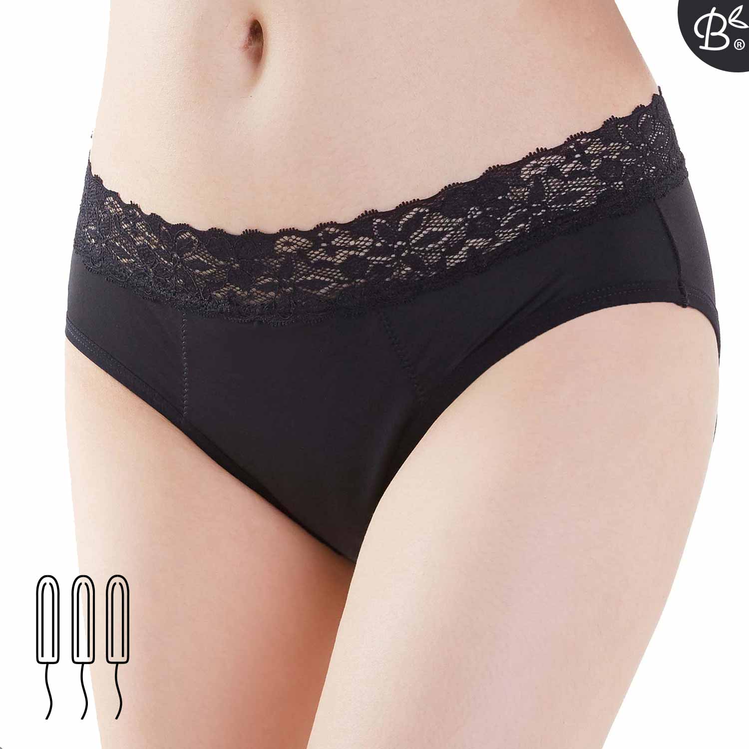 Bamboozy Menstrual Underwear Style 3 Mid-Hip Daisy